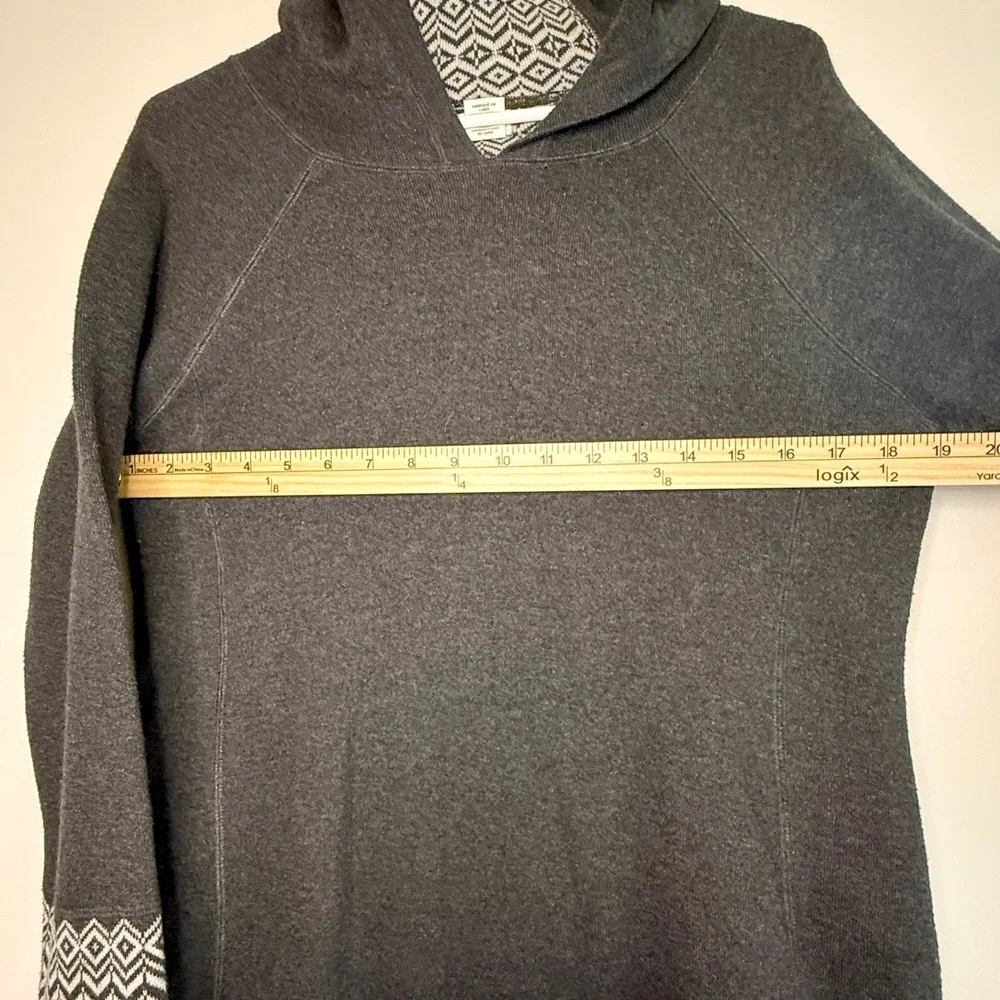 Aspen Women's L Charcoal Nordic Geometric Hooded Sweater Hygge Lodge Cozy